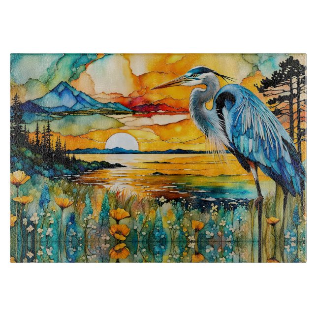 Planche À Découper Paysage Fleur sauvage du coucher de soleil du Gran (Devant)