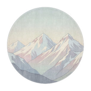 Planche À Découper Paysage minimaliste de montagnes aux couleurs past