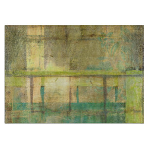Planche À Découper Peinture Abstraite dorée turquoise et verte