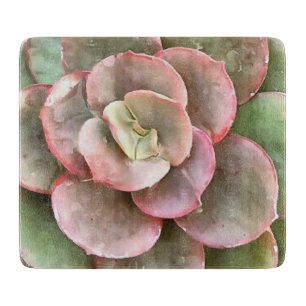 Planche À Découper Peinture acrylique Succulente Echeveria Cactus