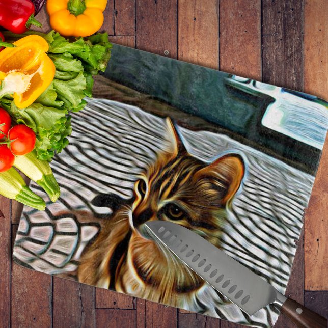 Planche À Découper Peinture Belle Chat (Painting Beautiful Cat Cutting Board by Looly Elzayat
)