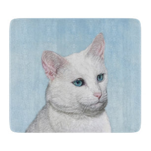 Planche À Découper Peinture de chat blanc - Cute Original Cat Art