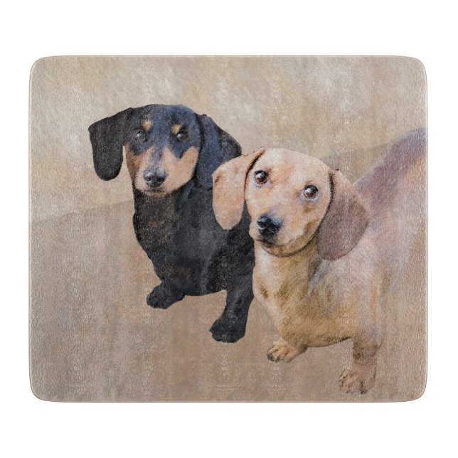 Planche À Découper Peinture de Dachshund (Smooth) - Art original de c (Devant)