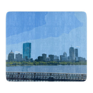 Planche À Découper Peinture de la skyline de Boston sur la rivière Ch