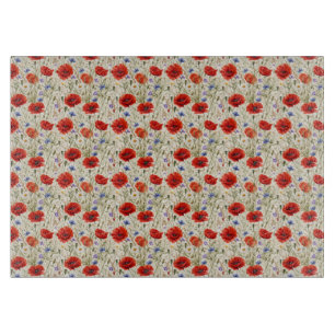 Planche À Découper Peinture de Prairie aux Coquelicots