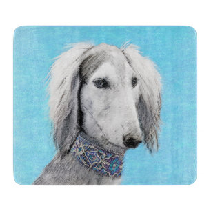 Planche À Découper Peinture de Saluki (Argent) - Joli art original de