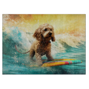 Planche À Découper Peinture de surf de plage de Cockapoo 