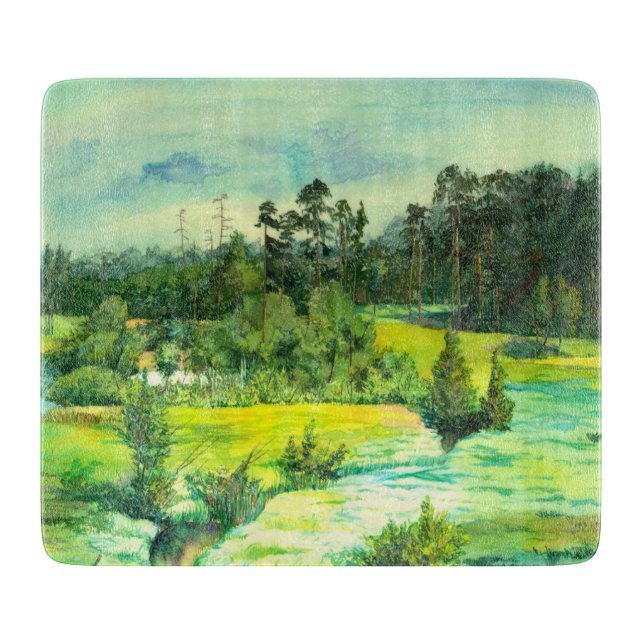 Planche À Découper peinture de vallée verte Aquarelle (Devant)