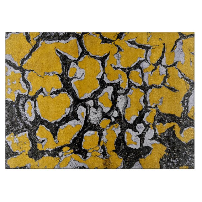 Planche À Découper Peinture roulotte jaune cramé (Devant)