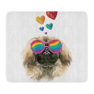 Planche À Découper Pekingese Dog with Hearts Saint-Valentin