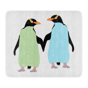 Planche À Découper Penguins Gay pride tenant les mains