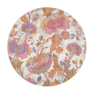 Planche À Découper Peonies décoratives : motif floral coloré.