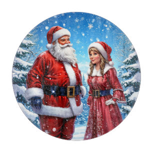 Planche À Découper Père Noël et Madame Claus festifs