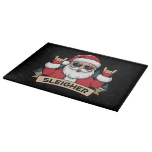 Planche À Découper Père Noël Rockeur de Noël Traîneau de Noël 