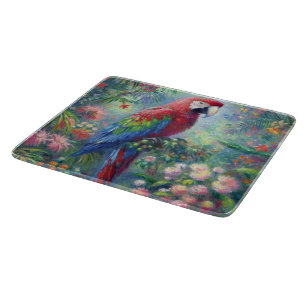 Planche À Découper Perroquet Oiseau Jungle Floral Impressionnisme pei