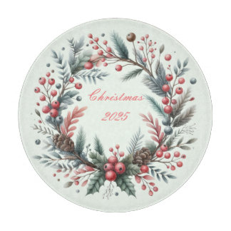 Planche À Découper Personalized Christmas Wreath Cutting Board
