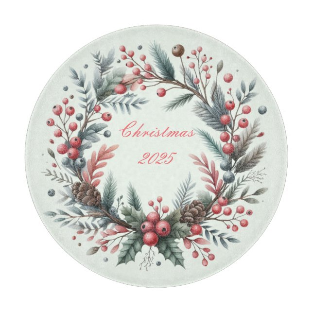 Planche À Découper Personalized Christmas Wreath Cutting Board (Devant)