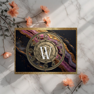 Planche À Découper Personalized Monogram Agate Pink Rustic Metal Luxe