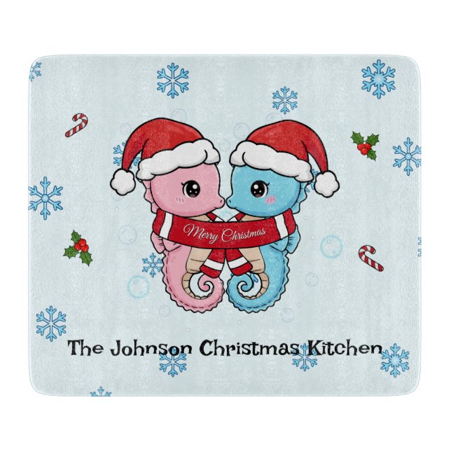 Planche À Découper Personalized Seahorse Christmas Cutting Board (Devant)