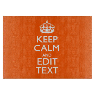Planche À Découper Personnalisé GARDER CALME Votre Texte Décor Orange