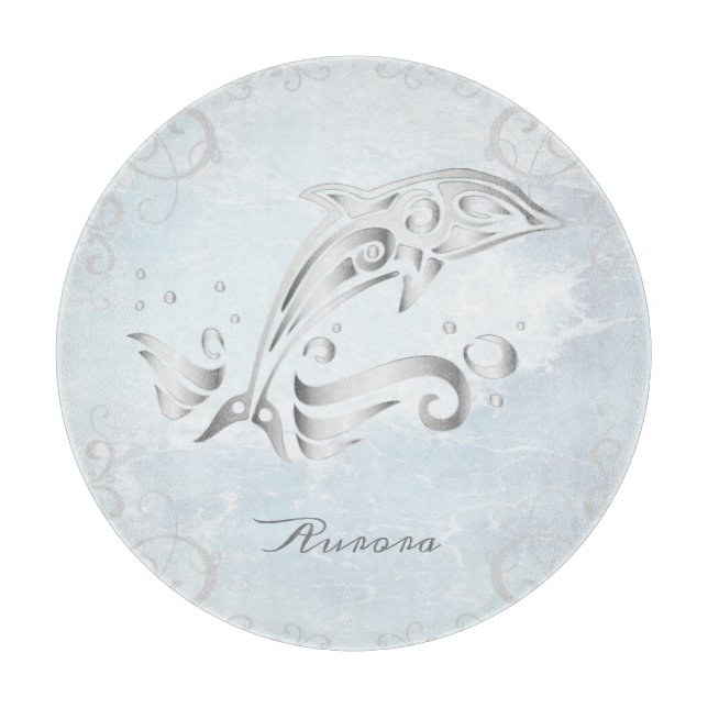 Planche à découper personnalisée en dauphin gris (Devant)