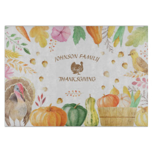 Planche À Découper Personnaliser le nom de famille Action de grâce tr