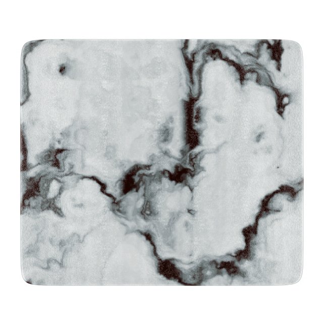 Planche À Découper personnaliser noire de texture Marbre blanc vraie (Devant)