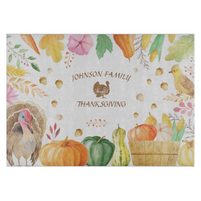 Planche À Découper Personnaliser Nom de famille Thanksgiving traditio (Devant)