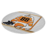 Personnalized orange et blanc hockey Jersey