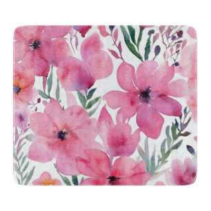 Planche À Découper Pétales roses Fleurs peintes à l'aquarelle flora