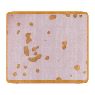 Planche À Découper Petit plateau en verre rose avec des taches dorées