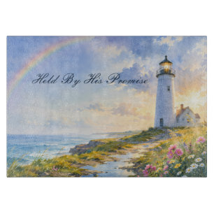Planche À Découper Phare Arc-en-Ciel Aquarelle Côtière