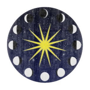 Planche À Découper Phases et étoiles du soleil, de la lune