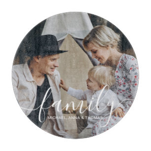 Planche À Découper Photo de famille personnalisée avec nom personnali