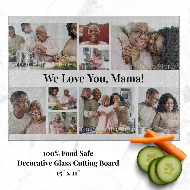 Planche À Découper Photos de famille et texte personnalisé Unique (For the mom who loves cooking and the kitchen, as well as her kids! Cutting board with your photos.)
