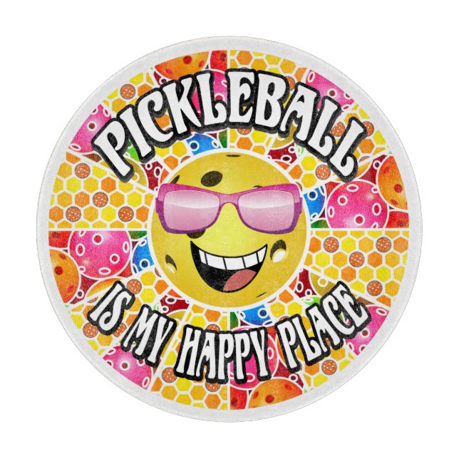 Planche À Découper Pickleball Kitchen My Happy Place Funny mignonne (Devant)