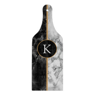 Planche À Découper Pierre noire et Marbre blanc - Ajouter une lettre 