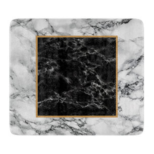 Planche À Découper Pierre noire et Marbre blanc tendance - Moderne