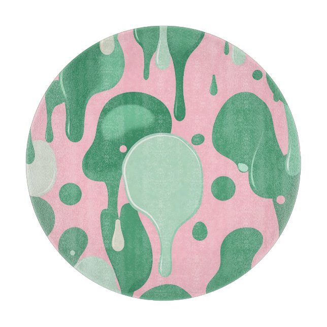 Planche À Découper Pink Mint Green Melting Drip Pattern Abstract  (Devant)