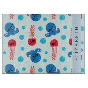 Planche À Découper Pirate Octopus, Pirate Jellfish, Mer, Votre Nom