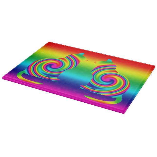 Planche À Découper Pirouette d'arc-en-ciel formée par chat (Coin)