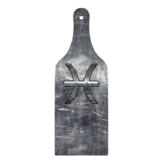 Planche À Découper Pisces Zodiac Se connecter en grunge style acier (Devant)