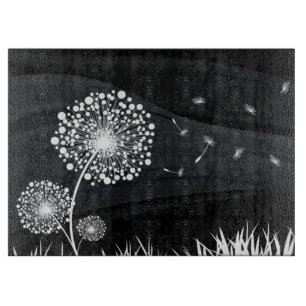 Planche À Découper Pissenlit noir et blanc