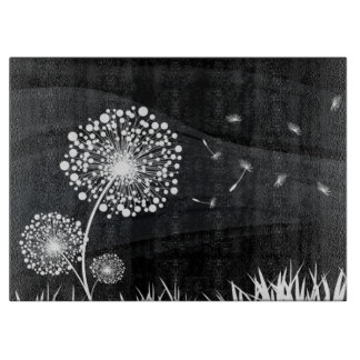 Planche À Découper Pissenlit noir et blanc