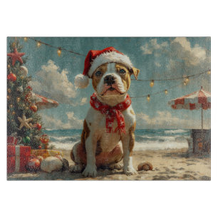 Planche À Découper Pitbull Chien Noël Plage Vintage