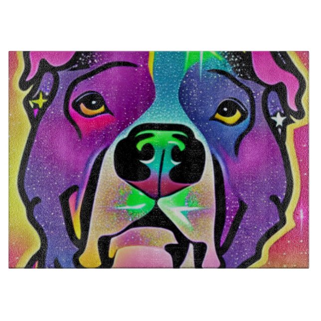 Planche À Découper Pitbull Dog Pop Art (Devant)
