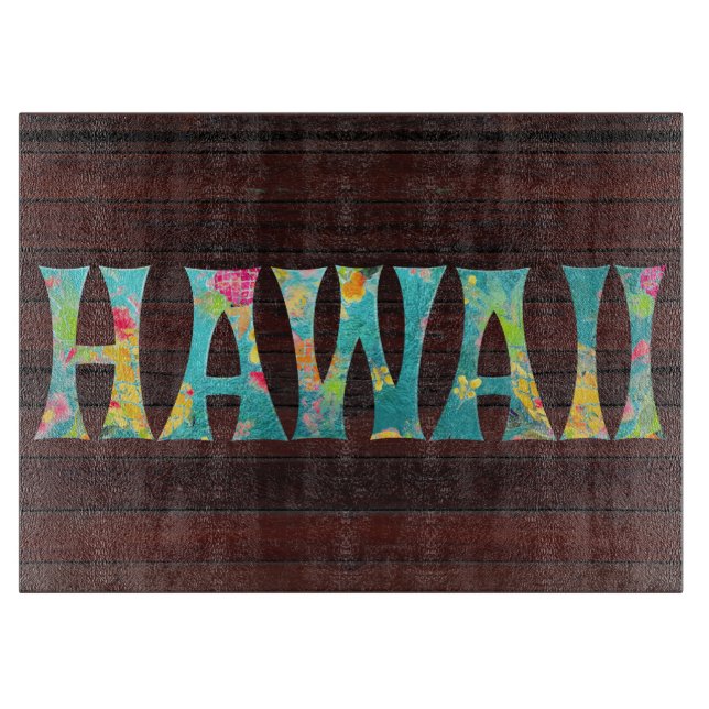 Planche À Découper PixDezines Hawaii, TYPOGRAPHIE TIKI+Texture de boi (Devant)