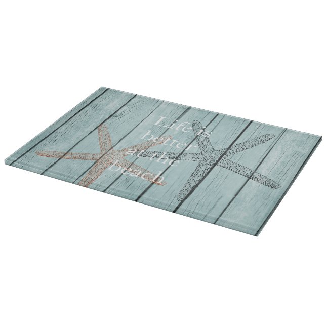 Planche À Découper Plage Blue Faux Wood Starfish (Coin)