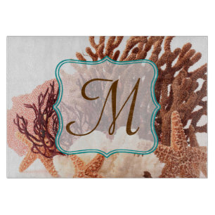 Planche À Découper Plage Coral Star Poisson Monogramme Planche à déco