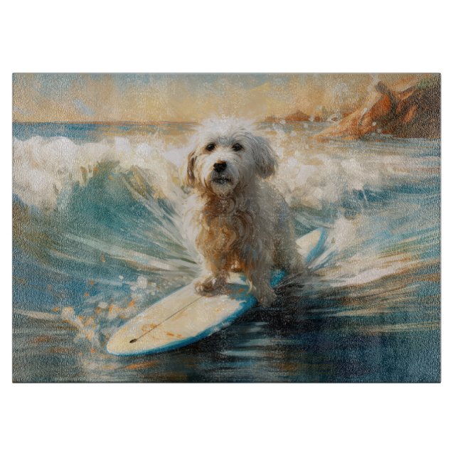 Planche À Découper Plage de Coton De Tulear Peinture de surf (Devant)